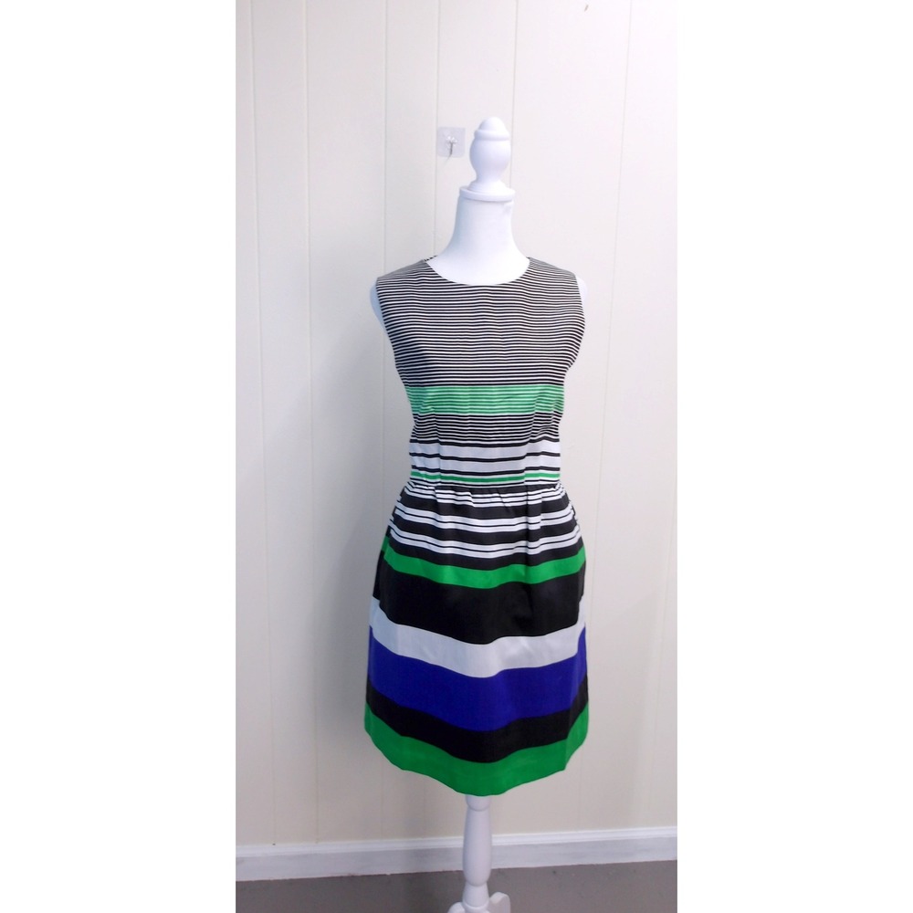 The Limited Striped Sleeveless Dress Black White Green Blue Women's 8 /#7230 - Picture 2 of 6